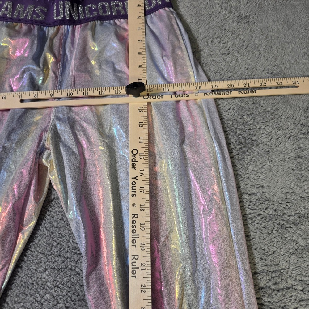 Top Drawer Womens S Joggers Silver Holographic Unicorn Dreams Iridescent Rave - Picture 3 of 7